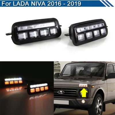 Luces de circulación diurna LED DRL lámpara antiniebla parachoques de repuesto para LADA NIVA 2016-19 Foto 1 de 4