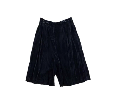 Vintage Black Velvet Culottes Shorts Dennis Goldsmith Bermuda Knee Stretch Sz 6 - Image 1 of 4