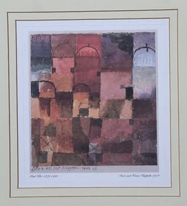 Vintage Paul Klee Offset Lithograph Art Print Red And White Domes Mounted - Picture 1 of 15