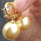 16mm Fashion natural South Sea Shell pearl 14k gold Earring gift Easter