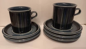 Arabia Finland Blue Kosmos Coffee Cups and saucers Very Rare - Picture 1 of 6