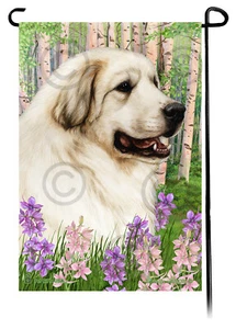 Spring Flowers Garden Flag - Great Pyrenees - Picture 1 of 1