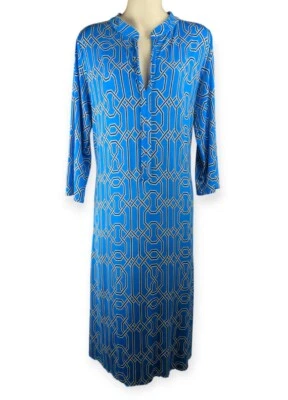 Vestido midi azul aguamarina brillante Los Angeles elástico caftán aberturas vacaciones L Foto 1 de 4