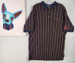 Polo Ralph Lauren Para Hombres Polo a Rayas Azul Amarillo Rojo Talla XL Bordado - Imagen 1 de 11