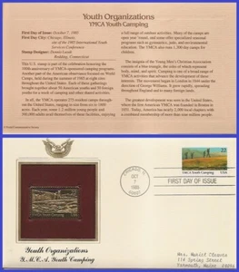 USA7 #2160 ADDR GOLDEN REPLICA FDC YMCA Youth Camping Boy Scouts - Picture 1 of 1