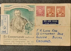 (AUS-251) Australia 1948 FDC Commemoration of Lake von Mueller Reristered addres - Picture 1 of 2