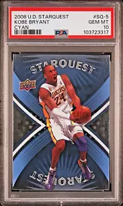 2008 Upper Deck Starquest SQ-5 Kobe Bryant Cyan Rare PSA 10 Gem Mint SP - Picture 1 of 2