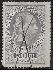 1873 Austria TELEGRAPH STAMP USED Thinned FINE - Picture 1 of 2