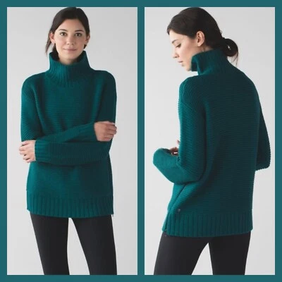 Suéter de Lana Merino Lululemon Karma Kurmasana Talla 8 (M) Verde azulado forraje - Usado en Excelente Condición Foto 1 de 4