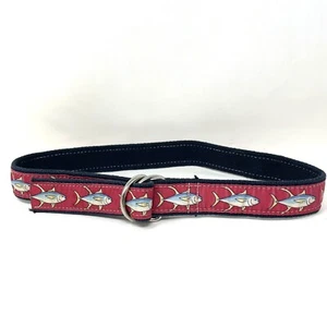 Vineyard Vines Belt Navy Blue Red Cotton Fish Loops Adjustable Kids 32 Inches - Picture 1 of 8