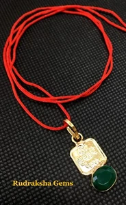 BUDH YANTRA MANTRA GREEN ONYX STONE PENDANT NECKLACE GEM NINE PLANET WITH CORD - Picture 1 of 3