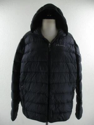 Mens XL Eddie Bauer Microlight Down Packable Puffer Jacket Hooded Black 650 Fill - Image 1 of 4