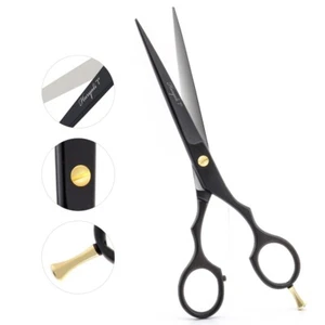 Forbici da barbiere taglio capelli acciaio di precisione strumenti styling nero 7" - Foto 1 di 4