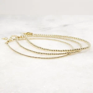 Gold Anklet 14k Gold Filled Beads 2mm or 2.5mm or 3mm - Picture 1 of 10