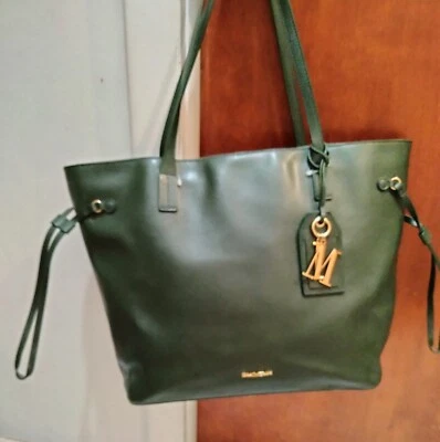 全新 Isaac Mizrahi 设计师手提包 绿色皮革衬里 金色 初始 WCoin 钱包  — 第 1/4 张图片