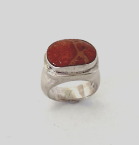 New EXEX Claudia Agudelo Red Jasper Sterling Silver Ring 10