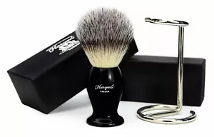 Synthetic Hair Shaving Brush in Black & Stand Perfect For Easy & Smooth Shave - Picture 1 of 6