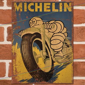 Cartelli in metallo MICHELIN UOMO uomo bar grotta garage capannone poster vintage retrò cartello in latta - Foto 1 di 3