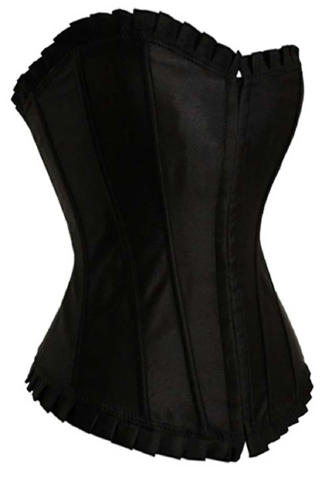 Vollbrust Corsage schwarz Gothic Korsett Satin         Wäschebeutel - Bild 1 von 1