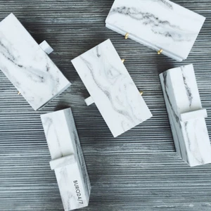 SOLD OUT L'Afshar Marble white medium clutch bag HAND MADE IN DUBAI - Picture 1 of 12