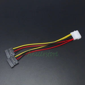 PC IDE 4 Pin Male to 2x Serial ATA SATA CD-Rom DVD HDD Extension Power Cable - Picture 1 of 4