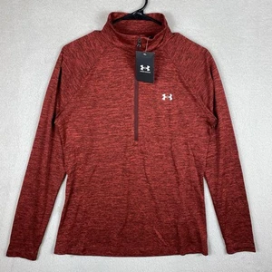 Neu mit Etikett Under Armour Tech Twist Zip 1/2-Reißverschluss Damenpullover rot Heatgear Fitnessstudio aktiv - Bild 1 von 9