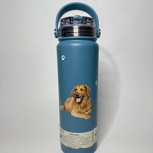 Borraccia isolata sottovuoto per cani Golden Retriever con manico e cannuccia 24 oz - Foto 1 di 4