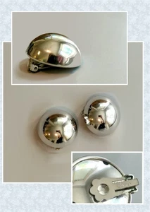 Vintage Coro Chrome Domed Round Clip On earrings Mod - Picture 1 of 6
