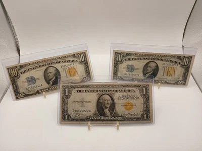 Lot Of 3 north African  silver certificate 2 1934a $10 And 1  1935a $1  - Image 1 of 4