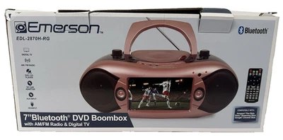 7" Bluetooth DVD Ghettoblaster und TV mit AM/FM Radio & Stereo Lautsprecher Roségold Neu im Karton - Bild 1 von 4