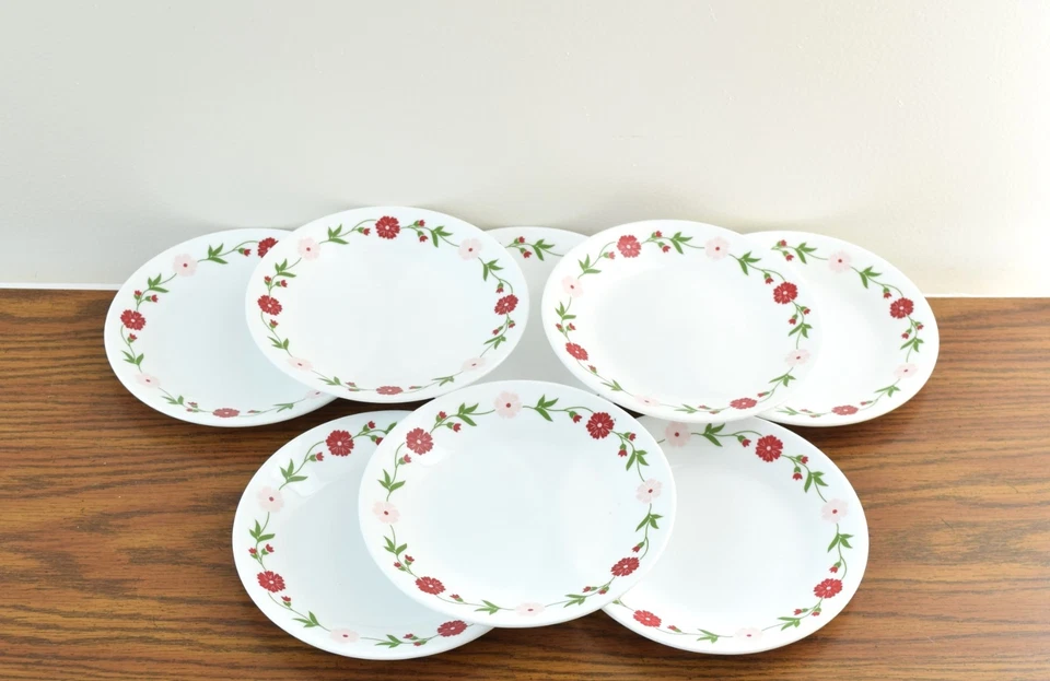 Juego de 8 Platos de Pan Corelle Primavera Rosa Aperitivo Postre Flores Rojas Floral Foto 1 de 4