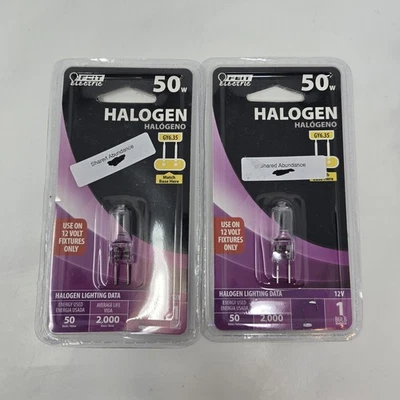 (2) NEW Feit Electric Bulb 50 Watt 12 Volt GY6.35 Base Factory Sealed - 2 PACK! - Image 1 of 2