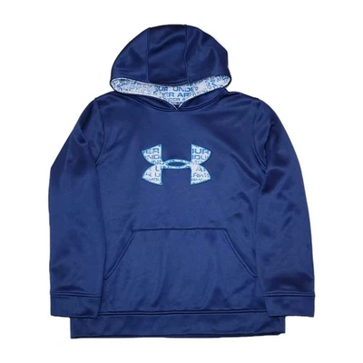 Under Armour Youth XL Blue AOP Big Logo Fleece Pullover Hoodie - Image 1 of 4