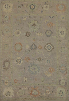 Muted Transitional Oushak Turkish Rug 8x10 Ft Vegetable Dye Wool Area Rug - Image 1 of 4