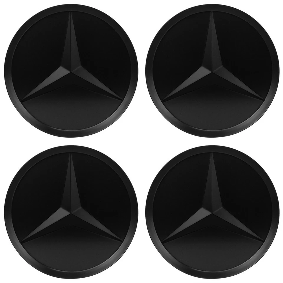 1SET 75mm Matte Black Wheel Center Hub Caps Emblem Fits Mercedes-Benz Car Foto 1 de 4