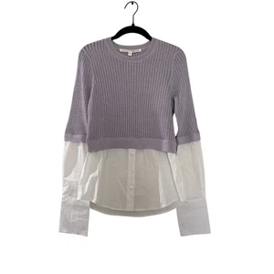 Veronica Beard Kaley Mixed Media Layered Sweater Shirt Metallic Size S - Picture 1 of 6