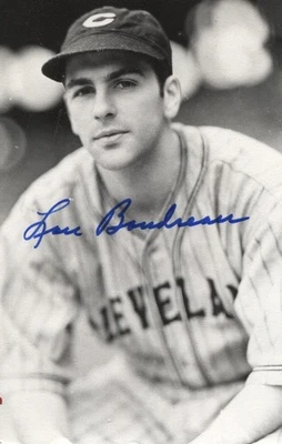 Postal de Lou Boudreau autografiada de colección Cleveland Indians Rowe y placa de la corte Foto 1 de 2