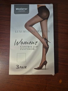 Weziaret Damen Luxus Control Top Strumpfhose, 3 Paar, verstärkte Spitze, nude, Lrg - Bild 1 von 5