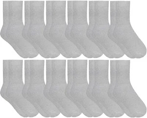 12 Pair of Kids Premium Cotton Crew Socks Gray Size 6-8 -Boys Crew Sock - Picture 1 of 7