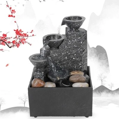 Fuente de Mesa, Interior 3 Niveles Cascada Escritorio USB Eléctrico Agua Rocalla Foto 1 de 4