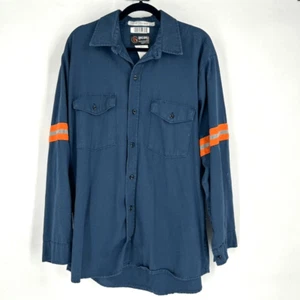 BigBill FR Men's Fire Resistant Reflective Button-Up Shirt Navy Blue Size Large - Picture 1 of 7