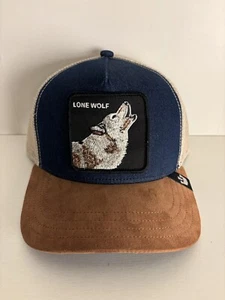 Cappello snapback da baseball Goorin Bros fattoria degli animali camionista berretto LONE WOLF denim blu - Foto 1 di 5