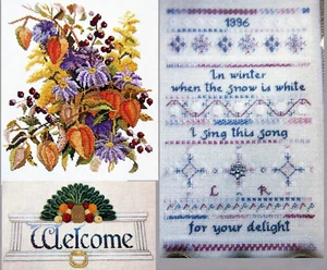 Winter Song Special Stitch Fall Floral Williamsburg Welcome CROSS STITCH PATTERN - Picture 1 of 12