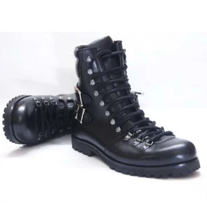 Handgefertigte schwarze Biker-Lederstiefel für Männer, Kampf Punk-Stil Stiefeletten - Bild 1 von 4