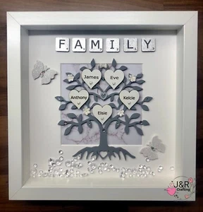 Personalised 3D Box Frame Family Tree Gift Unique Keepsake Home Art Decor - Picture 1 of 3
