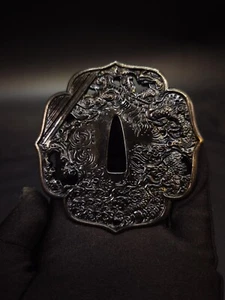 Espada japonesa onda dragón patrón Tsuba para Tachi y Hand-Tachi, Y165 - Imagen 1 de 10