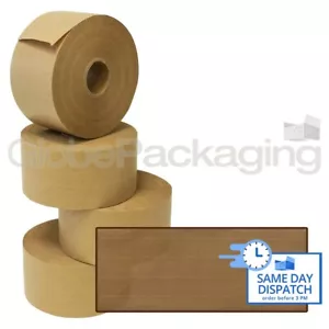 2 x Rollen VERSTÄRKTES gummiertes Papier wasseraktiviertes Band 70 mm x 100M, 130 gm - Bild 1 von 6