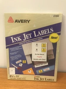 Neu im Karton Avery 8165 TINTENSTRAHL INDIVIDUELLE ETIKETTEN (25) 8 1/2" X 11" BLATT 1 ETIKETT PRO BLATT  - Bild 1 von 3
