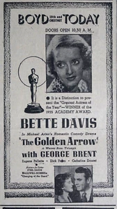 1936 Philadelphia Newspaper Page - Bette Davis in The Golden Arrow Movie Ad - Picture 1 of 2