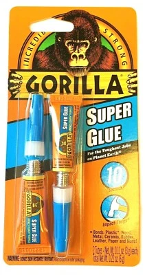 GORILLA GLUE TWIN PACK SUPER GLUE TUBES -EACH 3g #78001 - ONE PACK OF 2 - Image 1 of 4